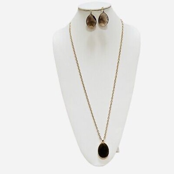 Stella Dot Sanibel Reversible Necklace Quartzite Faceted Glass Pendant - Picture 3 of 5